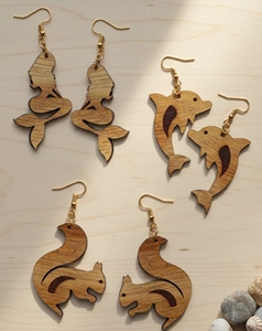 Pendientes de Madera con Forma de Búho, Cisne y Mariposa, Chapados en Oro, Joyería de Moda para Mujer, Regalo - Product Image 2