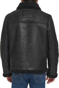 Mens Vintage Faux Leather Breathable <b>Jacket</b> <b>Lightweight</b> Knitted Turn Collar 4 Season Coat - Product Image 3