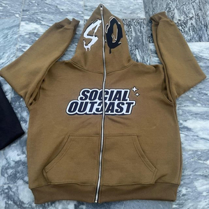 Sudaderas con Capucha de Algodón y Forro Polar para Hombre, Tallas Grandes, con Cierre y Bordado Personalizado, Diseño Ecológico con Bolsillo, Venta al Por Mayor, ODM OEM - Product Image 3