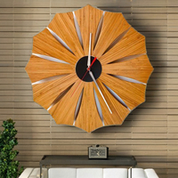 Jam Dinding Kayu Quartz Senyap Buatan Tangan Desain Art Deco Gaya Antik Unik Dekorasi Ruang Tamu Kantor Aksen Tunggal
