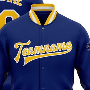 Veste universitaire pour homme OEM, 100% polyester, style décontracté, veste de baseball avec bordure côtelée, poches et boutons pression - Product Image 2