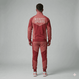 Ensemble de survêtement homme REXFIT SPORTS avec blocs de couleur, fermeture éclair intégrale, sur mesure, respirant, en polyester et coton, pour l'automne - Product Image 3