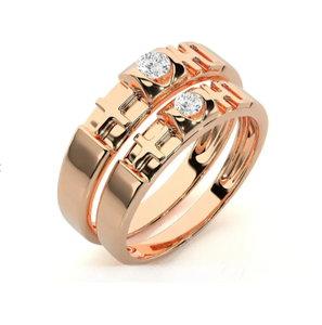 แหวนคู่รูปทรงเรขาคณิตชุบทองคำขาว 925 เงินแท้ - Product Image 2