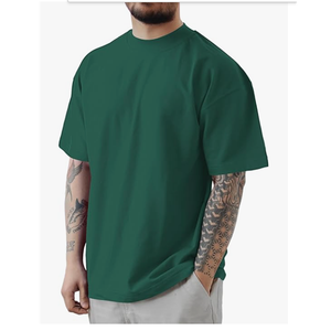 เสื้อยืดโอเวอร์ไซส์พิมพ์ลายโลโก้ตามสั่ง ขายดี เสื้อยืดผู้ชายแบบเรียบง่าย สไตล์สตรีทแวร์ ทรงหลวม ไหล่ตก - Product Image 1