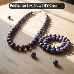 EXCEL EXPORTS STR-74 Perles en verre soufflé bicolores bleues |   Rond de 16 mm fait main |   Fil de 8 pouces pour la fabrication de bijoux et l'artisanat - Product Image 4