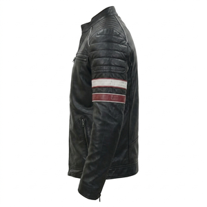 Men's Genuine Cowhide Buffalo Black Biker <b>Jacket</b> Men's Cafe Racer Style Motorcycle <b>Leather</b> <b>Jacket</b> Men Quilted <b>Leather</b> <b>Jacket</b> - Product Image 3