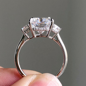 แหวนเพชรหมั้น4กะรัตสำหรับงานแต่งงานแหวนหมั้นเพชรสีขาวทอง14K เครื่องประดับเพชรเม็ดกลมละเอียด - Product Image 3