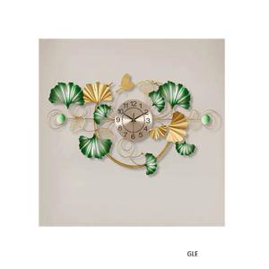 Horloge murale silencieuse en laiton en forme de feuille de lune, grande taille, avec finition multicolore, pour décoration de mariage et d'intérieur - Product Image 4