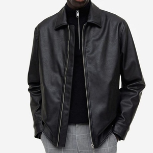 Wholesale Soft Faux Leather <b>Jacket</b> for Men High Quality Outdoor Popular Fashion <b>Lined</b> Zipper Men's Leather <b>Jacket</b> RL-LJ-255 - Product Image 1
