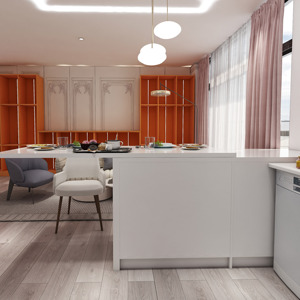 Gabinetes de Cocina Modulares Sin Marco de Lujo Moderno Estilo Europeo, Proveedor Vietnamita Personalizado JY Project, con Fregadero de Acrílico y Bisagras Incluidos - Product Image 5