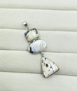 Colgante de Plata de Ley 925 con Ópalo Dendrítico Natural y Piedras Múltiples Engastadas, Hecho a Mano, para Mujer, Venta al por Mayor - Product Image 4