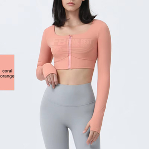 Conjunto de Yoga de 2 Piezas para Mujer, Transpirable, Color Sólido, Cintura Alta, Cordón Elástico, Ligero, Camiseta para Gimnasio y Entrenamiento, Personalizable - Product Image 2