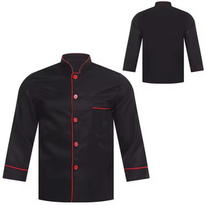 Chaqueta de Chef Larga Unisex de Algodón con Ribete en Contraste, Uniforme para Restaurante, Cocina, Hotel, Cafetería, Panadería, Cantina - Product Image 4