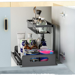 Étagère de rangement murale double niveau en fer de qualité supérieure, moderne, multifonctionnelle et robuste pour cuisine - Product Image 6
