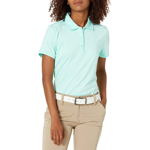 Polo de manga corta para mujer, color liso, con cuello, corte regular, informal, verde menta - Product Image 4