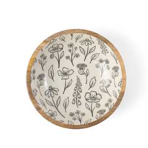 Bol en bois avec motif floral noir pour servir les repas à la maison, écologique, fabriqué à partir de bois naturel - Product Image 1