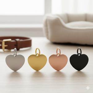 Colliers personnalisés pour animaux de compagnie, en métal, avec gravure laser, sublimation, forme cœur, pour chat et chien, en gros, pas cher. - Product Image 1