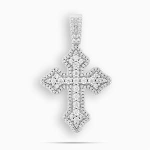 Collier pendentif croix en moissanite ronde de luxe, argent 925 plaqué rhodium, chaîne en boîte, bijoux chrétiens unisexes - Product Image 3