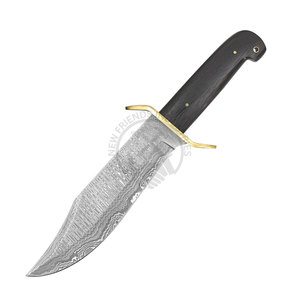 Nouvelle édition Couteau de chasse Bowie en acier Damas à lame pleine de 14 pouces, couteau de collection à lame fixe tranchante pour le camping en extérieur et la survie - Product Image 1
