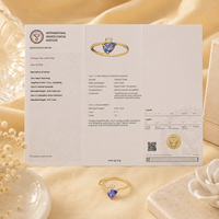 Bague en or jaune massif 14 carats avec diamant de laboratoire et tanzanite taille brillant rond, certifiée IGI, alliance de luxe pour elle