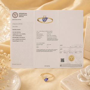 แหวนทองคำแท้ 14KT ประดับเพชรแล็บโกรว์ทรงกลมเจียระไนแบบบริลเลียนท์ พร้อมแทนซาไนต์ทรงกลมเจียระไนแบบบริลเลียนท์ ได้รับการรับรองจาก IGI แหวนแต่งงานสุดหรูสำหรับเธอ - Product Image 6