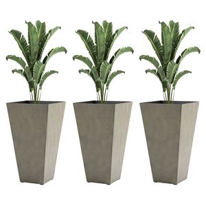 Set di 3 Vasi Alti con Foro di Drenaggio 71 cm Grigio, Fioriere per Interni ed Esterni per Portico, Patio, Terrazza - Per Uso Interno ed Esterno! - Product Image 5