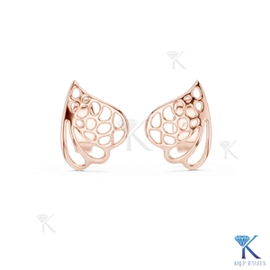 Boucles d'oreilles minimalistes en or, motif aile de papillon ajouré, feuille creuse en filigrane, or massif 14K 18K, bijoux fins pour femmes, fabricant - Product Image 6