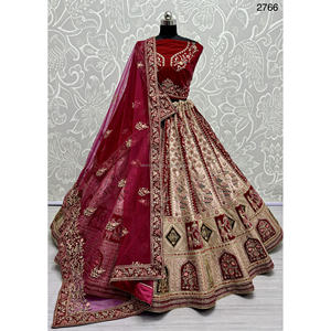 Collections de velours de vêtements de mariée indiens pour la mariée avec le travail de Zarkhan par Fabzone - Product Image 4