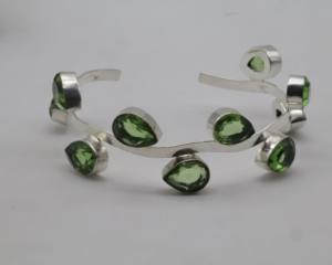 Bracelets manchette en zircon avec argent allemand, bracelet manchette ouvert réglable, bijoux en zircon étincelant pour femme - Product Image 2