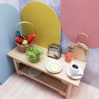 Maison de poupée miniature 1:12 Temps du petit-déjeuner - Accessoires en résine et argile DIY multicolores pour les 14 ans et plus