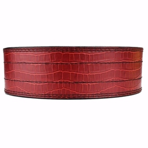 Men's <b>Red</b> Leather Weight Lifting <b>Belt</b> Adjustable Waist Support Buckle Closure Strength Training Fitness Equipment - Product Image 2