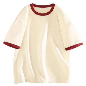 T-shirt pour homme 100% coton à texture côtelée Contraste Color Block Design Loose Fit Breathable Short Sleeve Front Made Bangladesh - Product Image 1