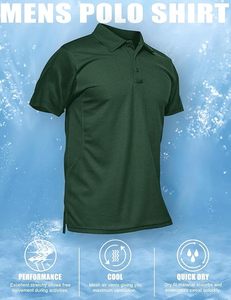 Polo de Manga Corta para Hombre, Color Verde Oscuro, Diseño Casual Transpirable, Corte Regular, Color Sólido, Tejido de Piqué, Camisa de Golf - Product Image 6