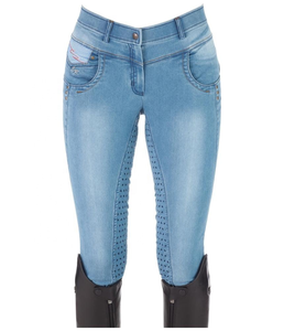Pantalones de Montar a Caballo y Ropa Ecuestre de Mezclilla Elástica en Cuatro Direcciones con Asiento de Silicona, Tendencia 2023, Directo de Fábrica - Product Image 3