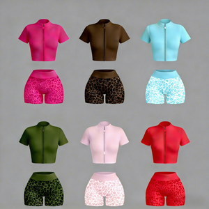 Ensembles pour femmes, ensemble short 2 pièces, haut tube sans bretelles pour femmes, short Y2K, ensemble d'été bicolore, logo personnalisé - Product Image 4