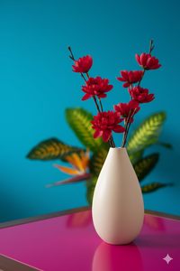 Florero Moderno de Aluminio Blanco con Acabado Táctil, Forma de Lágrima, 23 cm de Altura, Adorno Decorativo Minimalista para el Hogar - Product Image 2