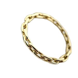 Anillo de Plata de Ley Chapado en Oro Amarillo para Mujer, Nuevo, con Engaste de Zirconia en Bisel de Cobre, Sin Níquel, Moderno - Product Image 1