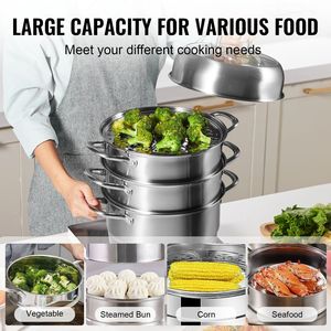 Pentola a Vapore a 5 Livelli da 28 cm (11 pollici) con 3 Vaporizzatori per Verdure, 2 Vassoi per Cottura a Vapore, Pentola da 8,5 QT per Cucinare, Essenziale da Cucina di Grado Alimentare - Product Image 3