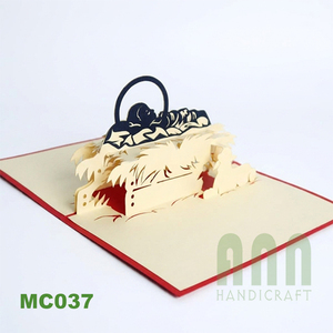 ANN HANDICRAFT MC037 Custom 4 Color Laser Cut Pop-up 3D Paper <b>Matte</b> <b>Varnishing</b> Eco-Friendly Christmas Jesus Greeting - Product Image 6