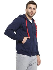 Custom Mens Zip <b>Up</b> Hoodie Streetwear Wholesale Blank Hooded Sweatshirt Cotton Fleece Two Tone Drawstring Cardigan Jacket - Product Image 4