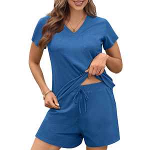Ensemble d'été léger pour femme en jersey extensible doux à manches courtes, coupe classique, tissu confortable pour le quotidien - Product Image 5