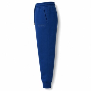 Pantalon de jogging décontracté pour homme en coton bleu de haute qualité, taille élastique avec cordon de serrage, poches, poids moyen, respirant - Product Image 5