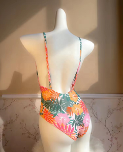 Traje de Baño Entero Sexy para Mujer, Cuello Redondo, Tejido de Punto, Suave, Ajustado, Spandex/Poliéster - Product Image 3