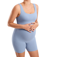 Combinaison de maternité sans couture tricotée sur mesure, grande taille, sans manches, avec gilet, et ensembles de yoga et vêtements de sport de maternité de qualité supérieure