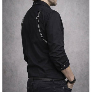 Top Selling Men's Black Gothic <b>Shirt</b> <b>Studded</b> Chains, Zipper Detail, Full-Sleeve Button-Down Custom Wholesale 2026 - Product Image 4