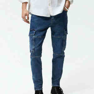 Pantalones Vaqueros de Mezclilla Auténticos para Hombre, Corte Recto, Cintura Media, Desgastados, Rotos, Lavado Sucio, Estilo Urbano, Venta al por Mayor - Product Image 1