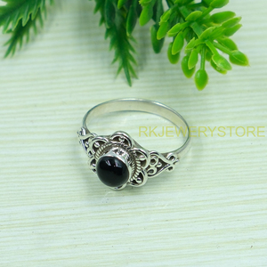 Anillo de ónix negro, anillo de plata de ley 925, anillo de piedra negra, anillo de diseño hecho a mano, anillos de compromiso de boda para mujer, regalo de Navidad - Product Image 3