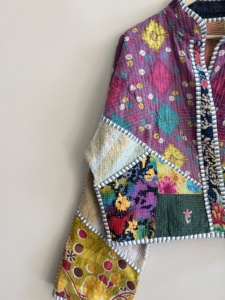 Reversible Indian Kantha <b>Jacket</b> Indian Handmade Vintage Boho Short Coat For Women - Product Image 3