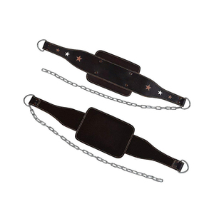 เข็มขัดยกน้ำหนักแบบมีน้ำหนักพร้อมโซ่เหล็ก เข็มขัดออกกำลังกายหนังสำหรับดิปอัพ - Product Image 3