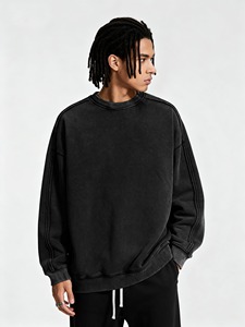 <b>Men's</b> Crew Neck <b>Pullover</b> Sweatshirt Long Sleeve Knitted Cotton Casual Regular Fit Front Logo Streetwear - Product Image 6